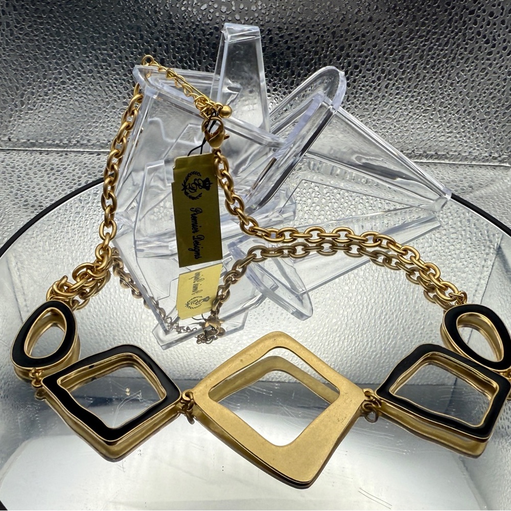Premier Designs Gold and Black Abstract Necklace